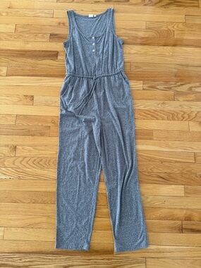 GAP Sleeveless Gray Knit Jumpsuit with Drawstring Waist - Size Small